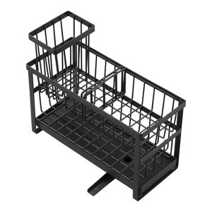 VEVOR Kitchen Sink Caddy Organizer, 2 Tier Sponge Holder for Kitchen Sink with High Brush Holder & Divider, Black - 1 of 4