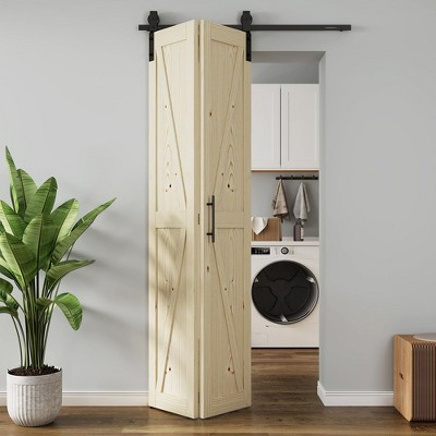 Solid Core Natural Wood Pine Bi-fold Door without Sliding Hardware Kit