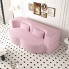 Lycvki Modern Convertible Sleeper Sofa Bed with 2 Pillows, Teddy Fabric,15" Full Size Folding Mattress,no assembly required - 4 of 4