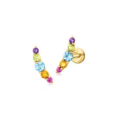 Pure Collection by Ross-Simons 0.34 ct. t.w. Multi-Gemstone Curved Flat-Back Stud Earrings in 14kt Yellow Gold