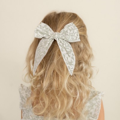 Organic Hair Bow Clip - Sage Floral