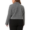 Agnes Orinda Women's Plus Size Notched Lapel Long Sleeve Plaid Tweed Blazers - 4 of 4