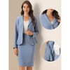 INSPIRE CHIC Women's Business Long Sleeve Notched Lapel Peplum Blazer Pencil Skirt Suit Set 2 Pcs - 2 of 4