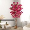 Tangkula 6 FT Artificial Bougainvillea Tree Set of 2 Tall Faux Pre-potted Tree w/ 910 Flowers - 4 of 4