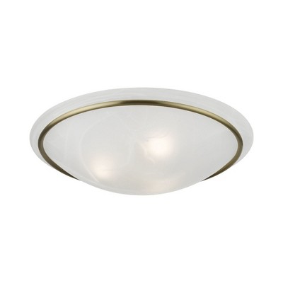 Antique Brass 3-Light Semi-Flush Mount with Alabaster Glass