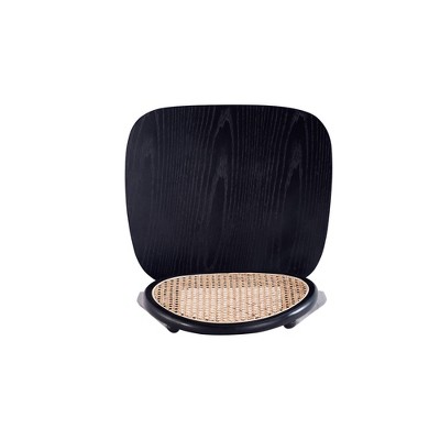 Black and Natural Cane Wood Side Chair