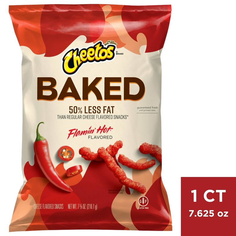 Cheetos Oven Baked Flamin' Hot Cheese Flavored Snacks - 7.625oz, 1 of 7