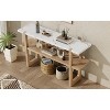PAGED Narrow Console Table with Marble-Effect Top, Retro Entryway Table with Open Shelf for Living Room, Entrance - 4 of 4