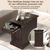 Lyngins Lift-Top Side Table with Power Strip with 3 Outlets, Vintage Nightstand with Drawer, Cup Holders, End Table for Living Room, Small Table - 2 of 4