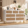 Rattan 7 Drawer Dresser for Bedroom, 53.9"W Wooden Chest of Drawers with Metal Handles, Dresser TV Stand, Clothes Storage Organizer for Bedroom, - 2 of 4