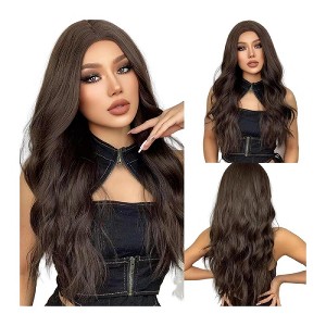 Jessie's Wig Versatile Wig for Women Long Curly Wig Wear and Go Resistant Synthetic Wig for Daily Brown Color - 1 of 4