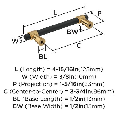 Matte Black and Bronze Modern Cabinet Bar Pull