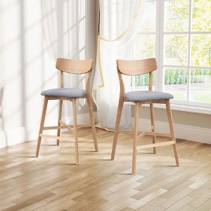 CAVINAS Dining Chairs Kitchen Chairs Set of 2 Mid-Century Modern Bar Chair with Wood Legs, Fabric Accent Suitable for Kitchen, Bedroom - 1 of 4