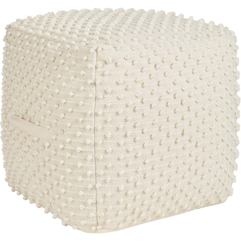Mina Victory Lifestyle Loop Dots 16 x 16 x 16 Ivory Indoor Poufs, 1 of 5