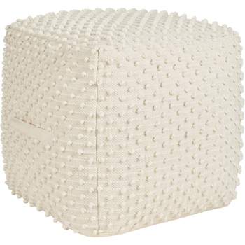 Mina Victory Lifestyle Loop Dots 16 x 16 x 16 Ivory Indoor Poufs