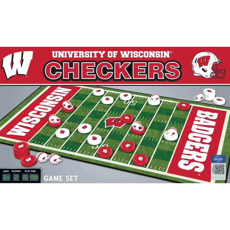 MasterPieces Officially licensed NCAA Wisconsin Badgers Checkers Board Game for Families and Kids ages 6 and Up, 1 of 7