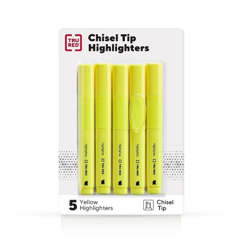 Tru Red Tank Highlighter With Grip Chisel Tip Yellow 5/pack Tr54577 : Target
