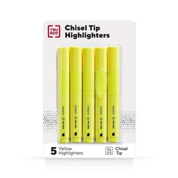 TRU RED Tank Highlighter with Grip Chisel Tip Yellow 5/Pack TR54577