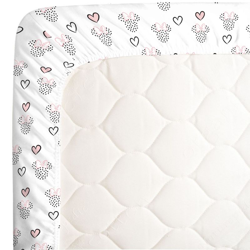 Disney Minnie Mouse Hearts Girl Standard 2-Pack Fitted Crib Mattress Sheets, 2 of 9