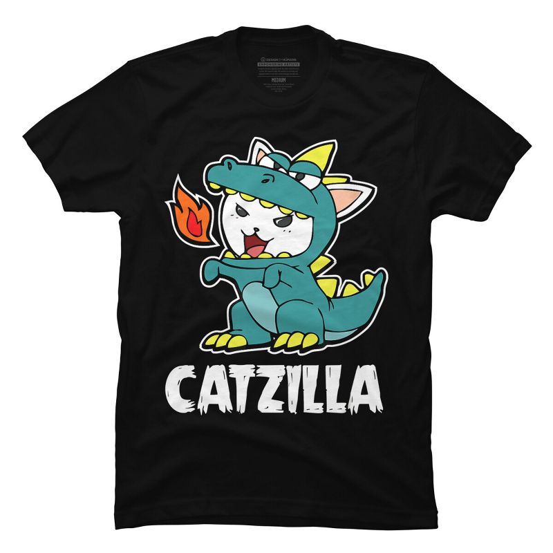 Men's Design By Humans Catzilla Halloween Costume Dragon Monster Kitten Cats Lover By lenxeemyeu T-Shirt, 1 of 5