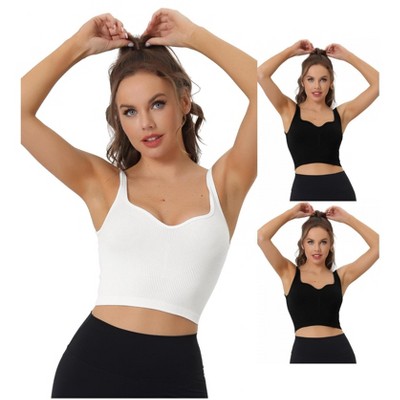 INSPIRE CHIC Women's Slim-Fit Ribbed Workout Sleeveless Plunge Sports Camisole 3 Packs