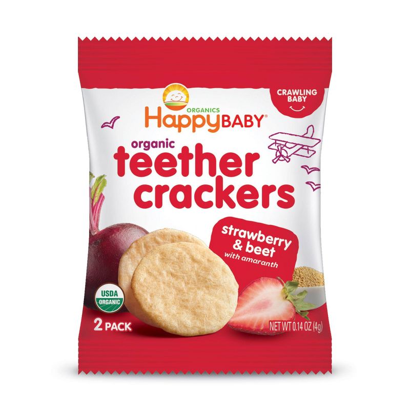 HappyBaby Strawberry &#38; Beet Organic Teether Crackers - 12ct/0.14oz Each, 4 of 15