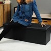 Itopfox Folding Storage Ottoman Bench, Black Faux Leather Long Chest with Tray, Footrest Seat, Blanket Storage for Living Room Bedroom Office Hallway - 4 of 4