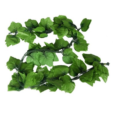 PiccoCasa Home Decor Green Grape Leaves Hanging Vine 6.2Ft Fabric Plastic Artificial Flowers Green 10 Pcs