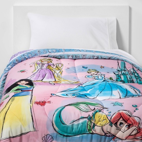 Princess Fairytales And Dreams Twin Reversible Comforter Pink, Disney Bedding For Queen Size Beds