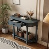 36" Console Table with Drawers, Retro Entryway Table with Open Storage Shelf, Long Sofa Couch Table, Hallway Table for Living Room Entrywa - 2 of 4