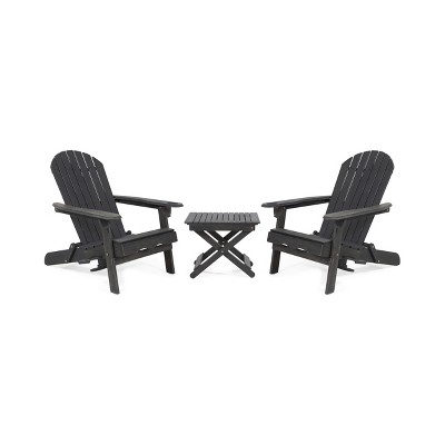 Christopher Knight Home Bellwood Outdoor Acacia Wood Folding 3 Piece Adirondack Chat Set with Cup Holders