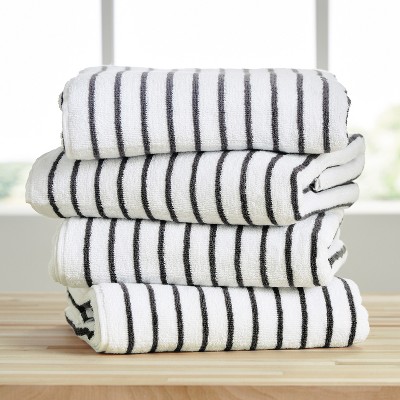 Cabana Stripe 100% Cotton Pool and Beach Towels - Pack of 2 or 4 - Oversized, Absorbent, Quick-Dry Towels - Becky Cameron
