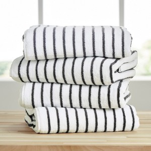 Cabana Stripe 100% Cotton Pool and Beach Towels - Pack of 2 or 4 - Oversized, Absorbent, Quick-Dry Towels - Becky Cameron - 1 of 4