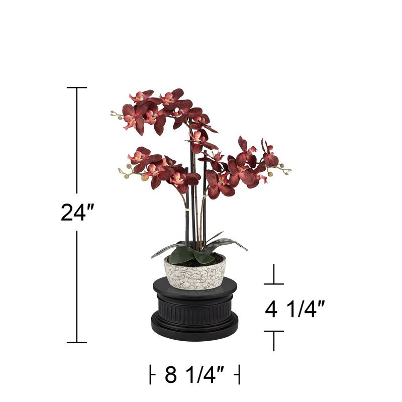 Studio 55D Potted Faux Artificial Flowers Realistic Red Orchid in Gray Vase with Black Riser for Home Decor Living Room 24" High, 4 of 5