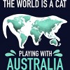 Junior's Design By Humans The World Is A Cat Playing With Australia Map By ZeusSE T-Shirt - 2 of 3
