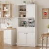 Tall Kitchen Pantry Cabinet, 70" Pantry Storage Cabinet with Countertop, Fluted Kitchen Hutch Cabinets with Doors and Drawer, Freestanding Cupboard - 3 of 4