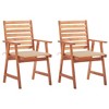 vidaXL Solid Acacia Wood Patio Dining Chairs Set with Waterproof Cushions – Contemporary Outdoor Furniture with Rustic Charm - 2 of 4