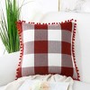 PiccoCasa Buffalo Sofa Decor Check Plaid with Pompoms Throw Pillow Covers - image 2 of 4