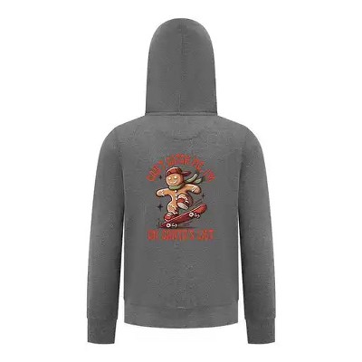 Everyday Kids Christmas Collection Gingerbread Skateboard Boys Zip Up Hoodie – Holiday Sweatshirt -Charcoal Gray