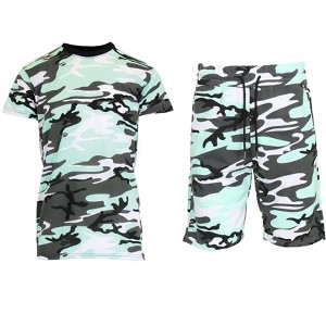 Galaxy By Harvic Men's Slim Fit  2-Piece Camo Short Sleeve Tee  And Shorts Set - 1 of 4