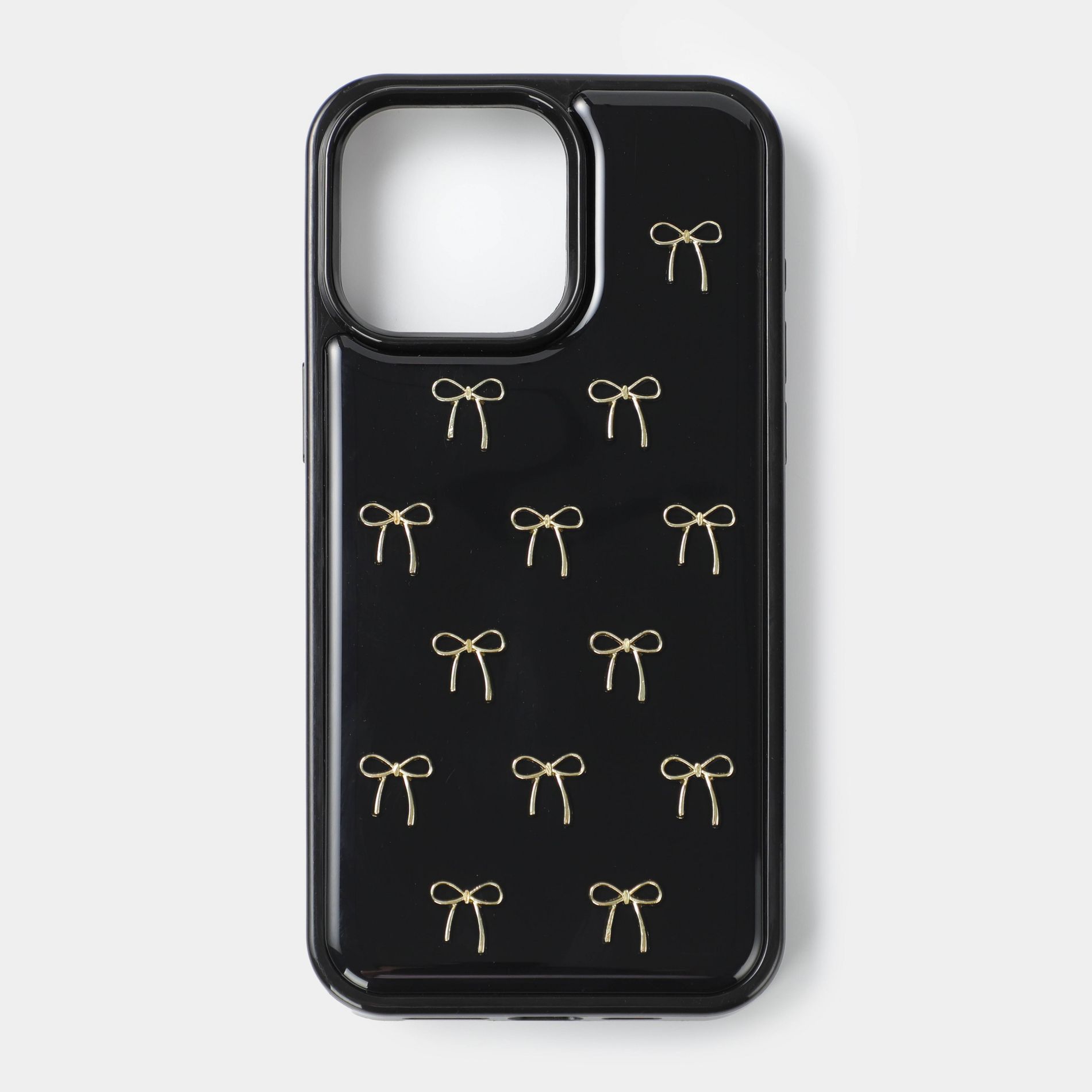 Glossy Black Metal Bow Phone Case - heyday™ iPhone 15 Pro Max