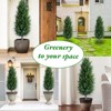 43.3 in Artificial Cedar Topiary Tree with Ground Spike, Set of 4 Lifelike Shrubs for Indoor & Outdoor Decor - 3 of 4
