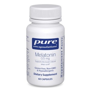 Pure Encapsulations Melatonin 0.5 mg - Natural Sleep Helper for Bedtime - Regulates Sleep-Wake Cycle - Vegan & Non-GMO - 1 of 4