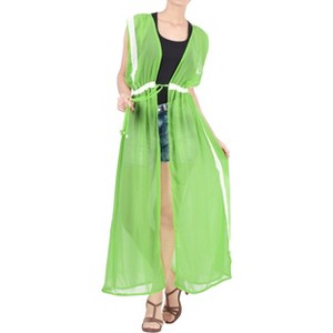 LA LEELA Women's Summer Vacation Beachwear Long Bathing Suit Open Front Soft Beach Holiday Swimwear Coverups Duster Cardigan - 1 of 4