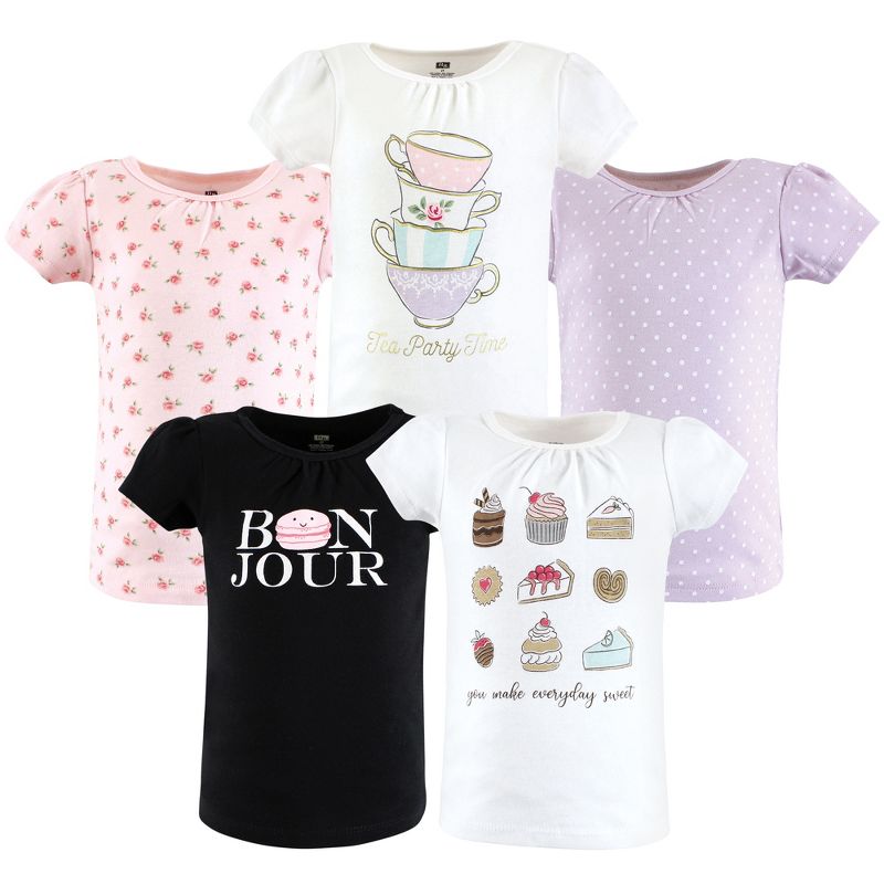 Hudson Baby Infant and Toddler Girl Short Sleeve T-Shirts, Bakery Tea Party, 1 of 8