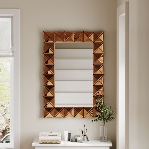 Modern Geometric Framed Rectangular Wall Mirror Bronze Finish Decorative Mirror Home Decor - 1 of 4