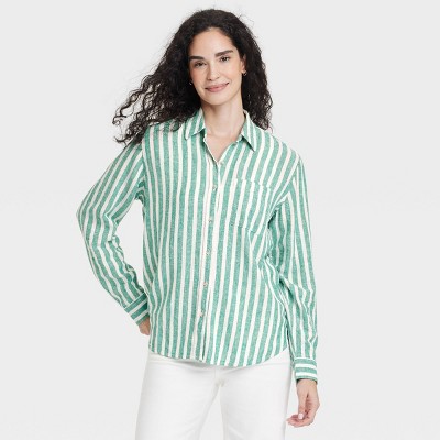 Women's Long Sleeve Collared Linen Button-Down Shirt - Universal Thread™