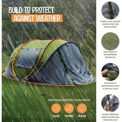 4-Person Green and Gray Polyester Dome Camping Tent with Carry Bag