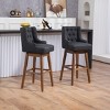 360 Degrees Swivel Bar Stool Set Of 2,Kitchen Chair With Footrest And Wood Legs,Linen Fabric Fixed Counter Height Chair-Cuddlewood - 2 of 4