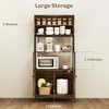 PDTEND Wood Grain Kitchen Baker’s Rack with Power Outlet, Storage Shelves, Microwave Stand & Louvred Cabinets - 4 of 4